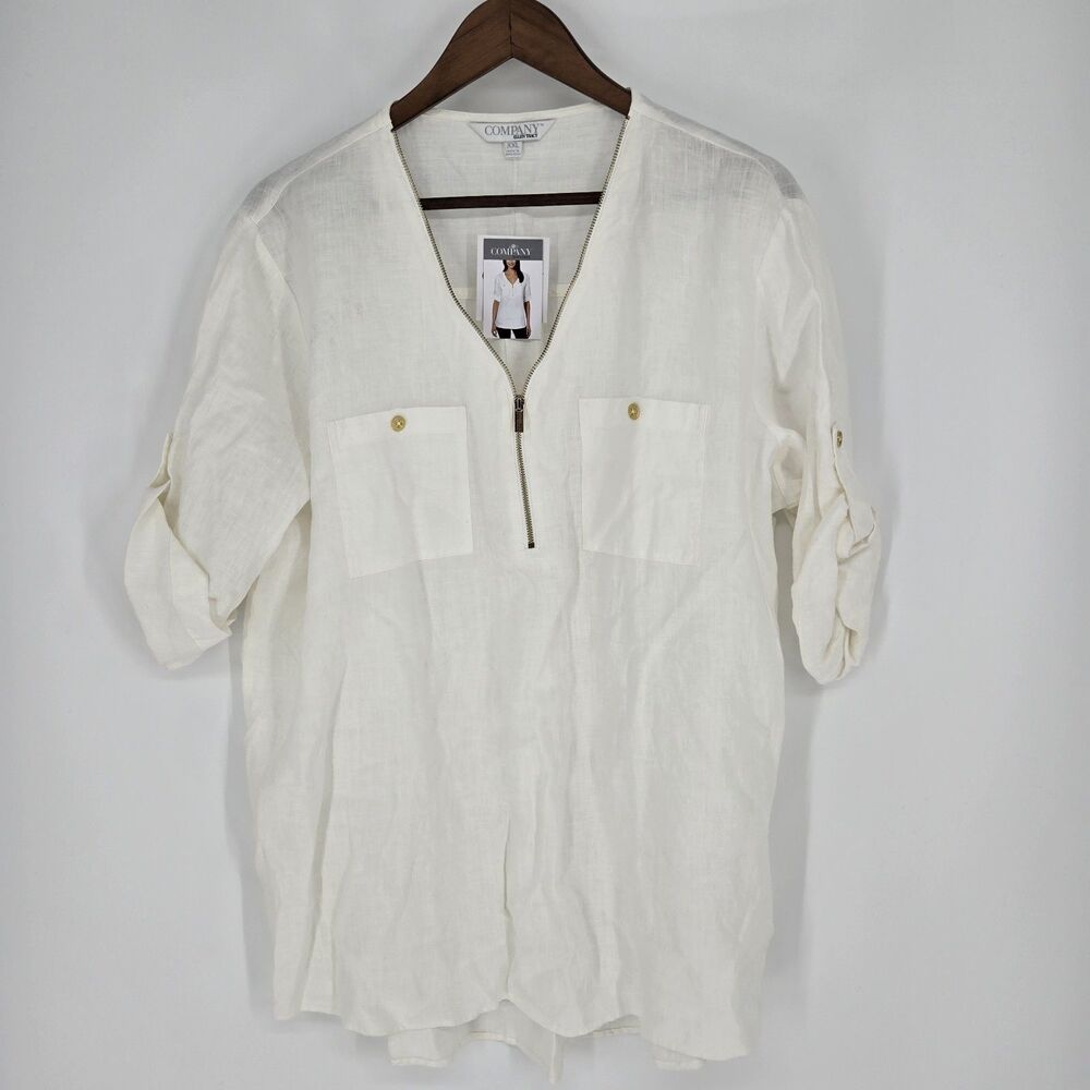 NWT Ellen Tracy Line Tunic XXL Minimalist Coastal Chic Zip Front